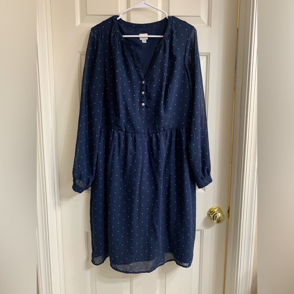 Navy Polka-Dot Dress